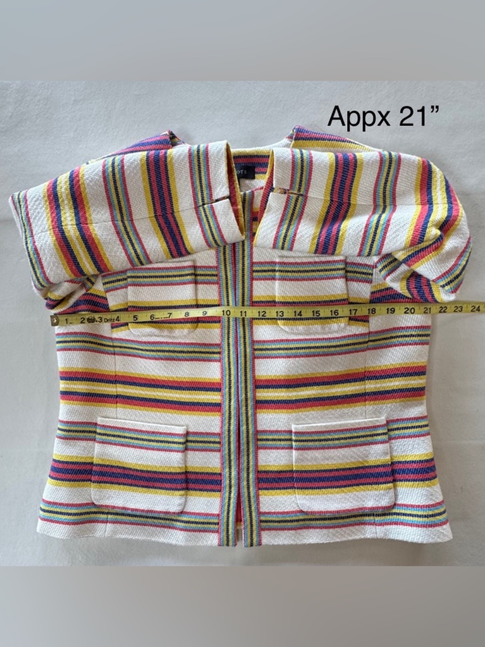 Talbots Striped Open-Front Lined Jacket Multicolor Striped Blazer (14) - Picture 9 of 17